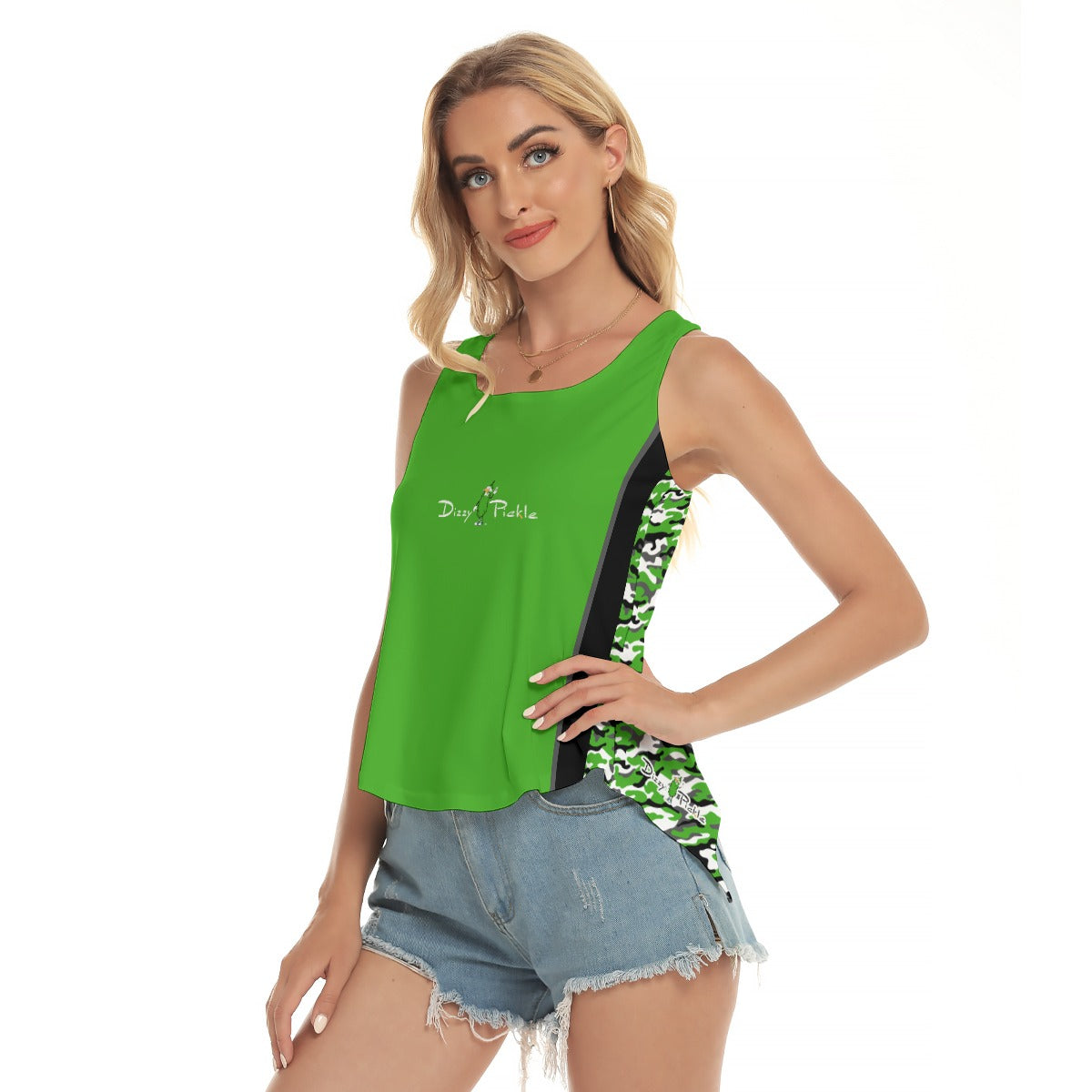 Dizzy Pickle Jan Green Women's Pickleball Open-Backed Sleeveless Tank Top