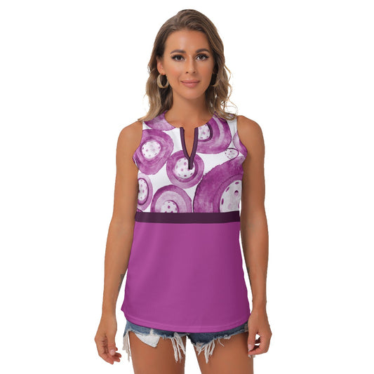 Heidi - MW - Main/Magenta - Women's Pickleball Sleeveless V-Neck Top by Dizzy Pickle