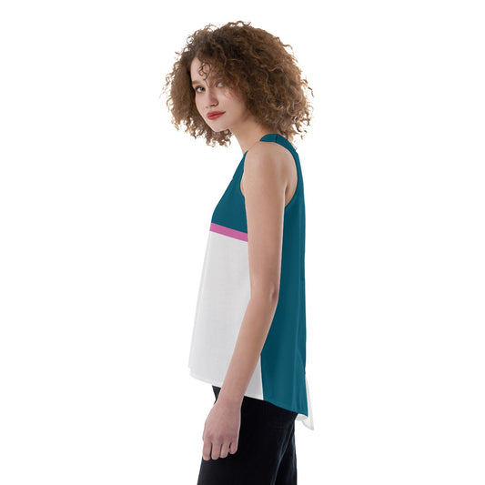 Dizzy Pickle DZY P Classic - Women's Pickleball Back Split Tank Top (Teal/Pink)