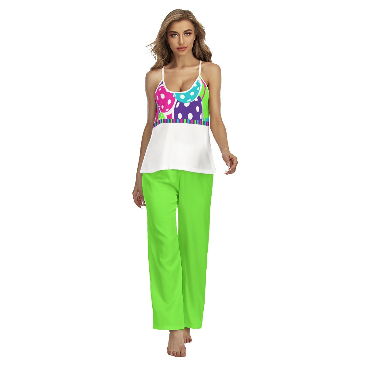 Dizzy Pickle Diana Women's Pickleball Sleeveless Cami Pajamas Set Lime Green