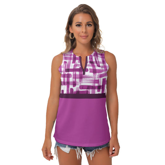 Heidi - MW - Weave/Magenta - Women's Pickleball Sleeveless V-Neck Top by Dizzy Pickle