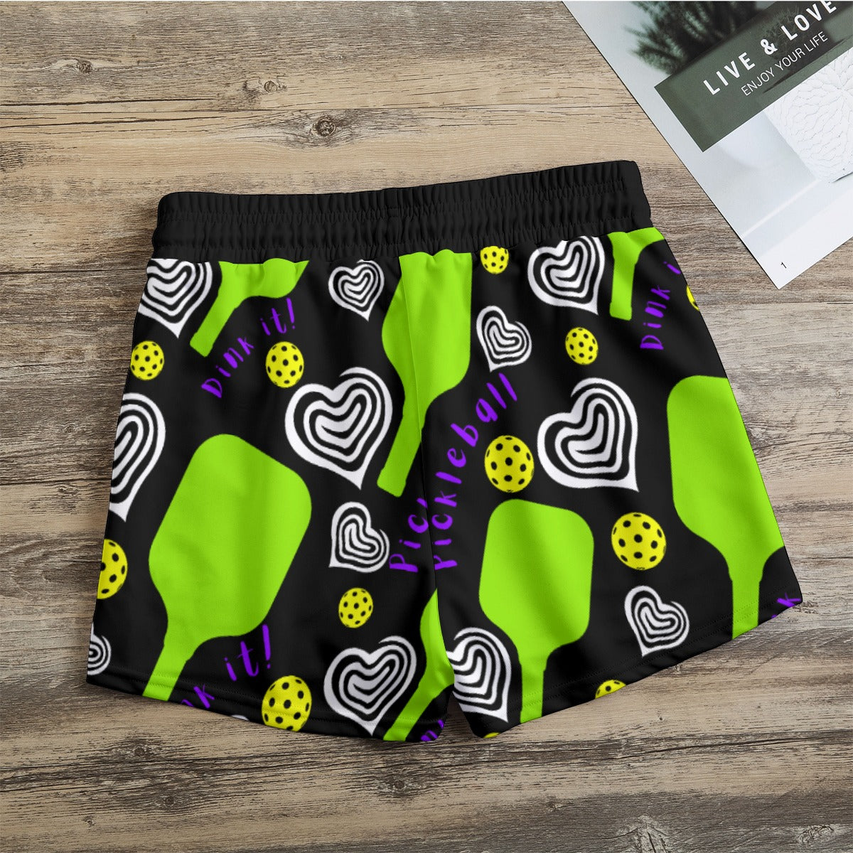 Dizzy Pickle Dinking Diva Hearts BG Women's Pickleball Casual Shorts with Pockets