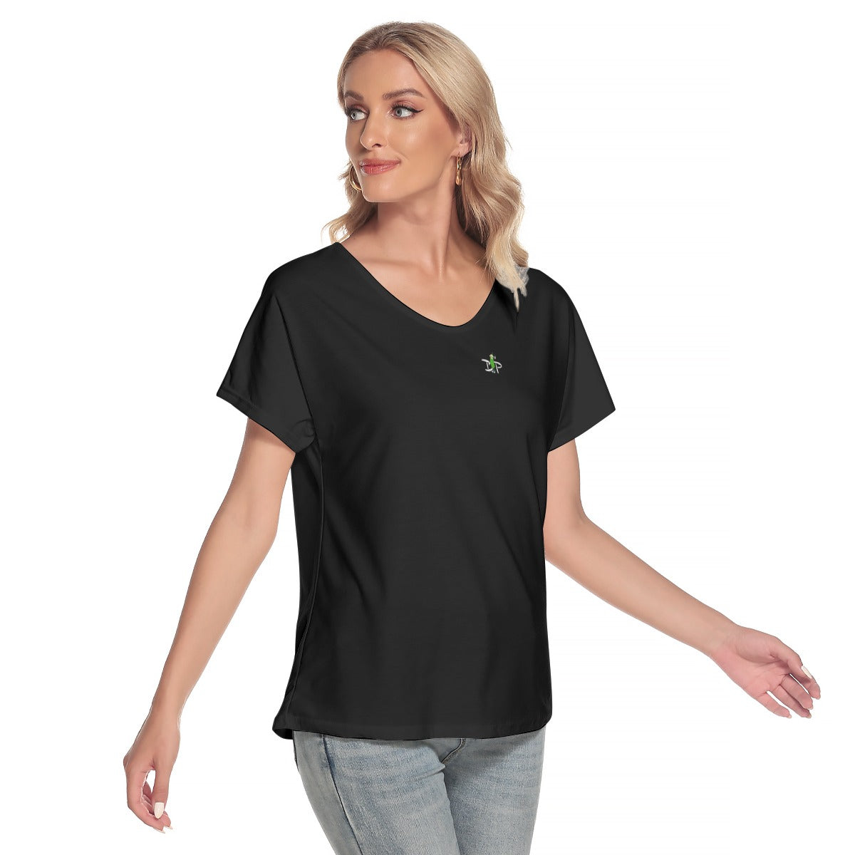 Kati - Women's Deep V-neck Short Sleeve T-shirt by Dizzy Pickle