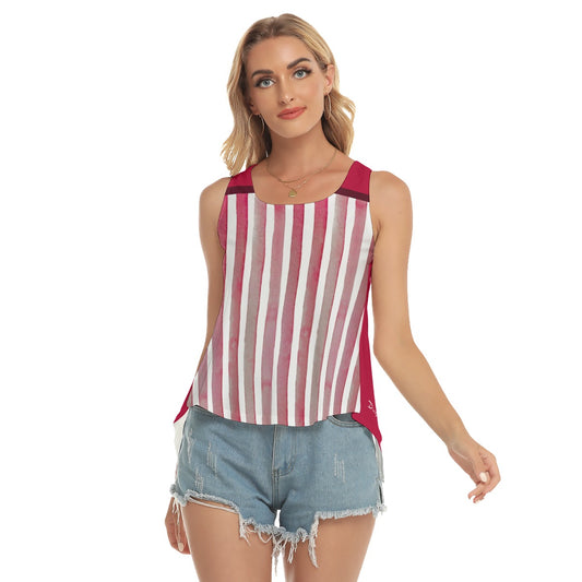 Heidi - RW - Stripes/Red - Pickleball Open-Backed Tank Top by Dizzy Pickle