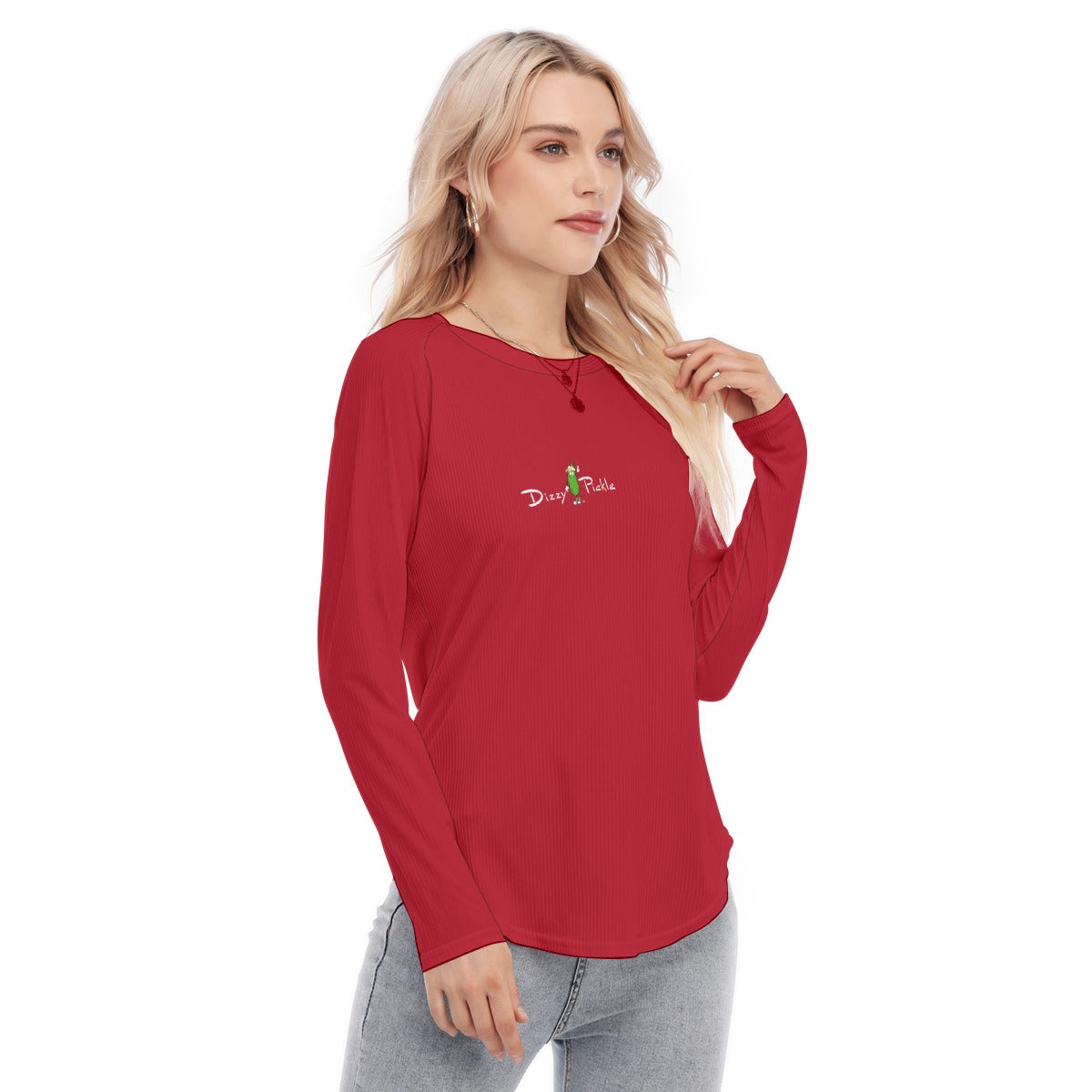 Dizzy Pickle DZY P Classic Red Women's Long Sleeve U-Shape Hem T-Shirt