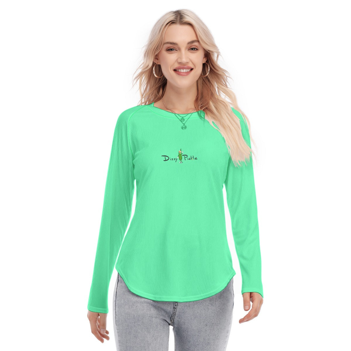 Dizzy Pickle DZY P Classic Aqua Women's Long Sleeve U-Shape Hem T-Shirt