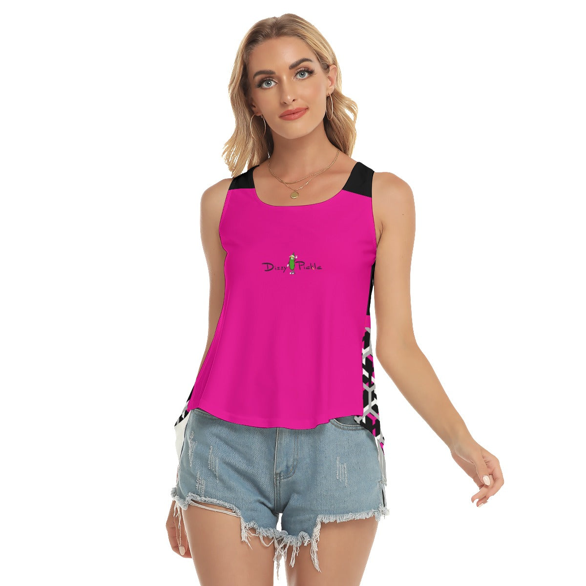 Dizzy Pickle Fearless Women's Pickleball Open-Backed Sleeveless Tank Top Hot Pink