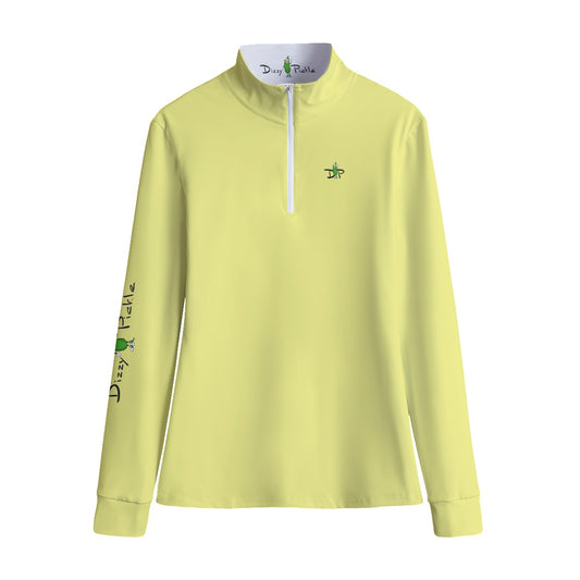 DZY P Classic - Daffodil Yellow - Women's Quarter Zip Long Sleeve Casual Pullover by Dizzy Pickle