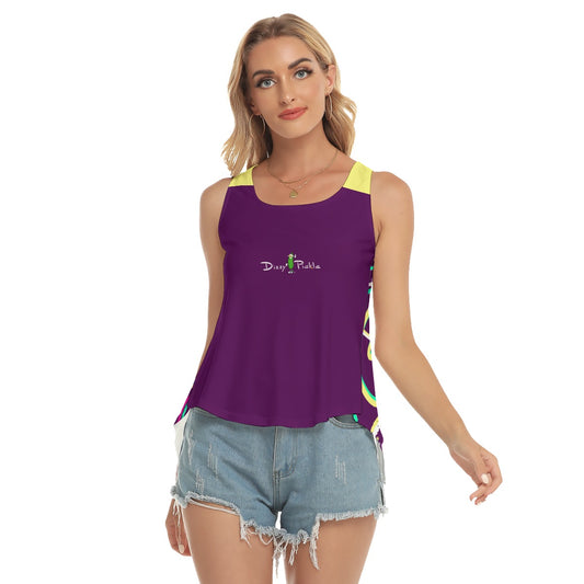 Dizzy Pickle Charlotte Wiggles Plum Women's Pickleball Open-Backed Sleeveless Tank Top