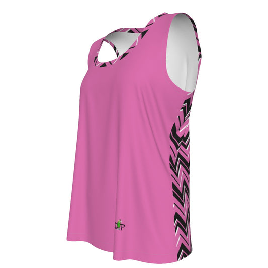 Dizzy Pickle Coming Up Daisies PB Chevron Women's Pickleball Sleeveless Sports Tank Top Pink Black