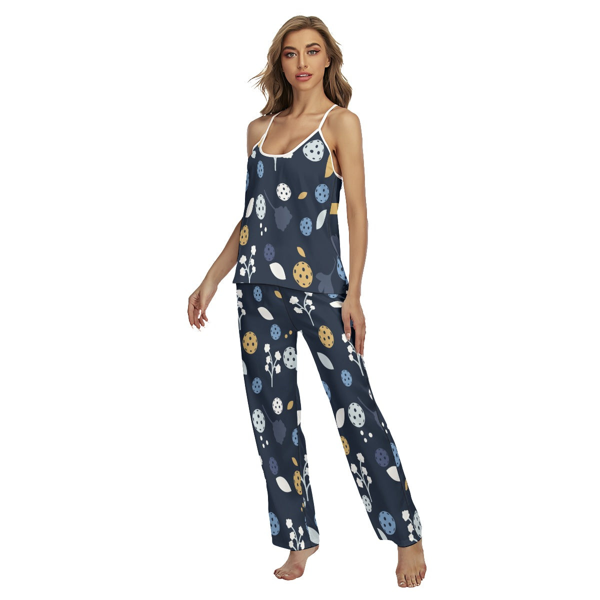 Lesley - Navy Blue - Pickleball Cami Pajamas Set by Dizzy Pickle