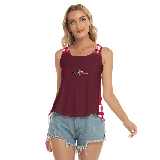 Dizzy Pickle Heidi RW Wine/Weave Women's Pickleball Open-Backed Tank Top