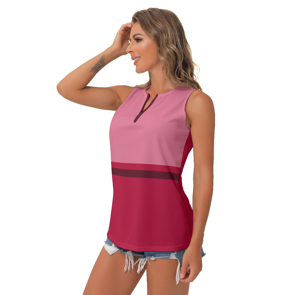 Heidi - RW - Trio - Women's Pickleball Sleeveless V-Neck Top by Dizzy Pickle