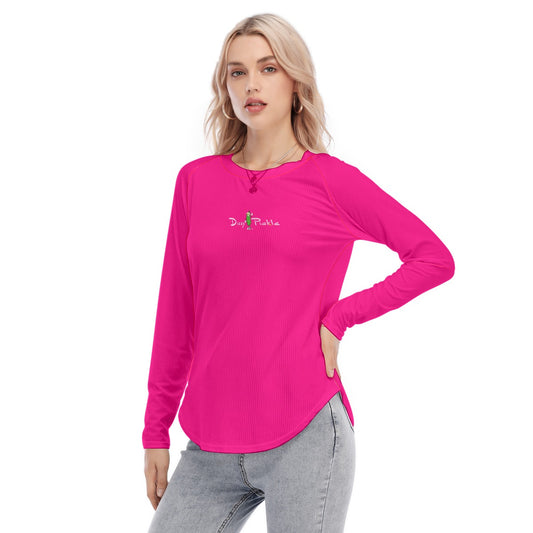 Dizzy Pickle DZY P Classic Hot Pink Women's Long Sleeve U-Shape Hem T-Shirt