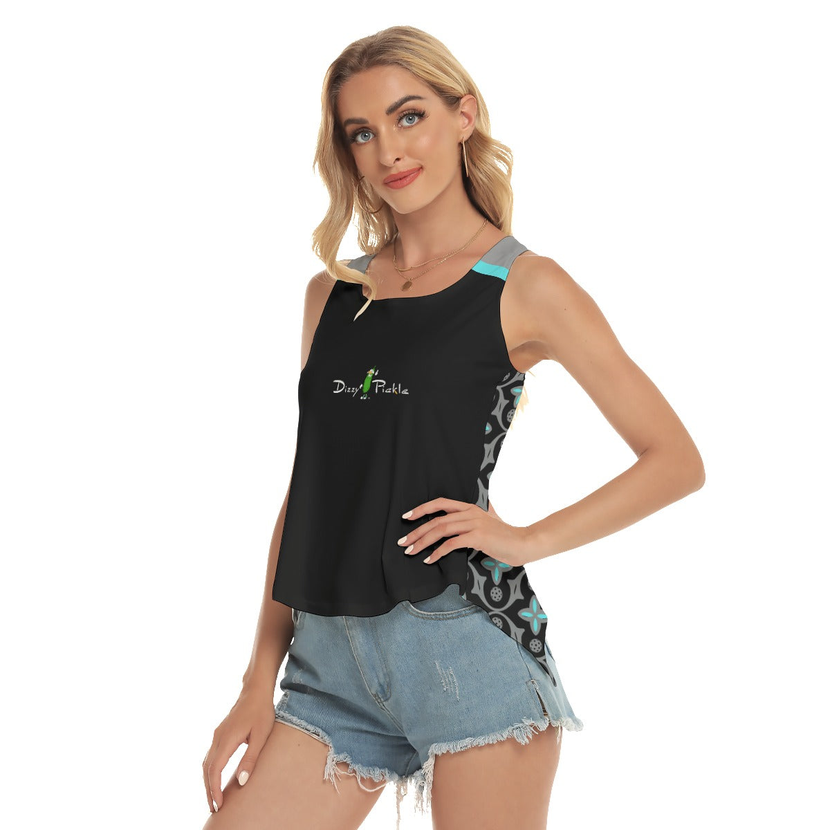 Dizzy Pickle Shelby Black Women's Pickleball Open-Backed Tank Top