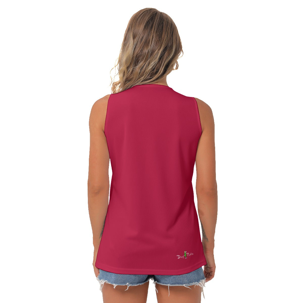 Heidi - RW - Stripes/Red - Women's Pickleball Sleeveless V-Neck Top by Dizzy Pickle