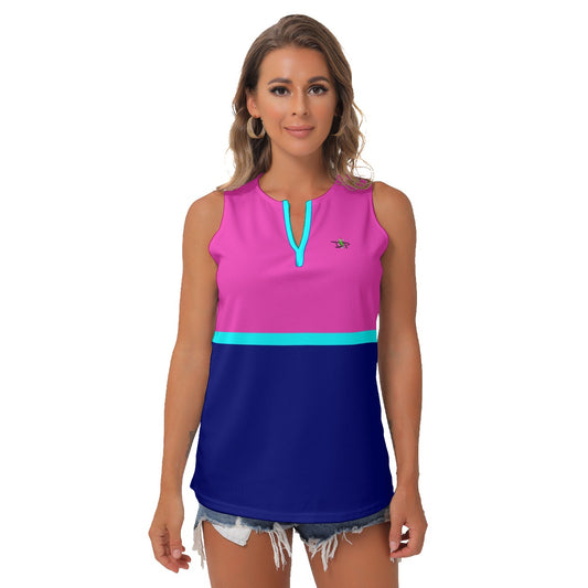 Dizzy Pickle Lesia Striped BBP Women's Pickleball Sleeveless V-Neck Shirt