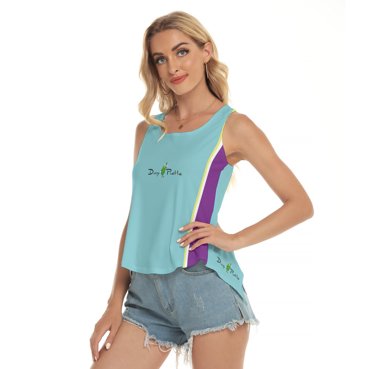 Dizzy Pickle April Teal Women's Pickleball Open-Backed Sleeveless Tank Top