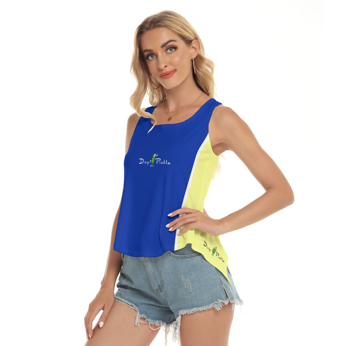 Dizzy Pickle Coming Up Daisies BY Solid B Women's Pickleball Open-Backed Sleeveless Tank Top