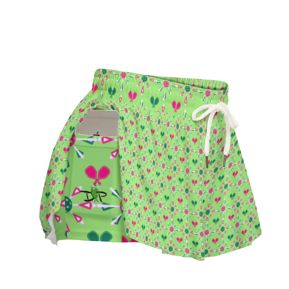 Penny - Mini Paddles/Balls Green - Pickleball Women's Sport Culottes with Pockets by Dizzy Pickle