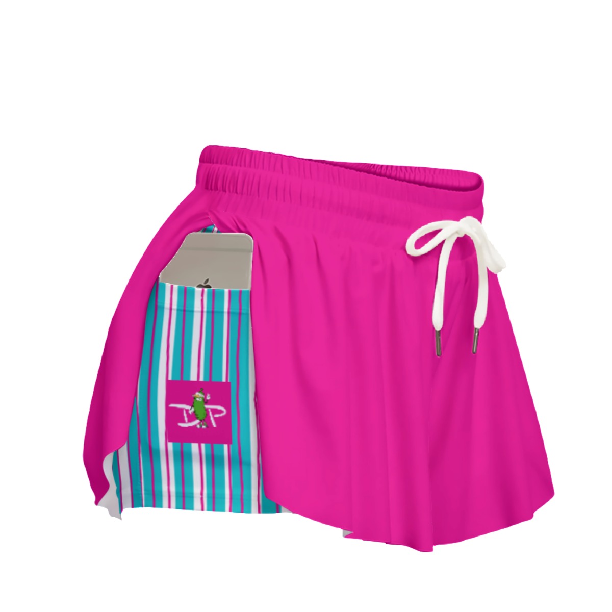 Dizzy Pickle I Love Pickleball Solid Women's Sport Culottes Skorts with Inner Shorts and Pockets Fuchsia