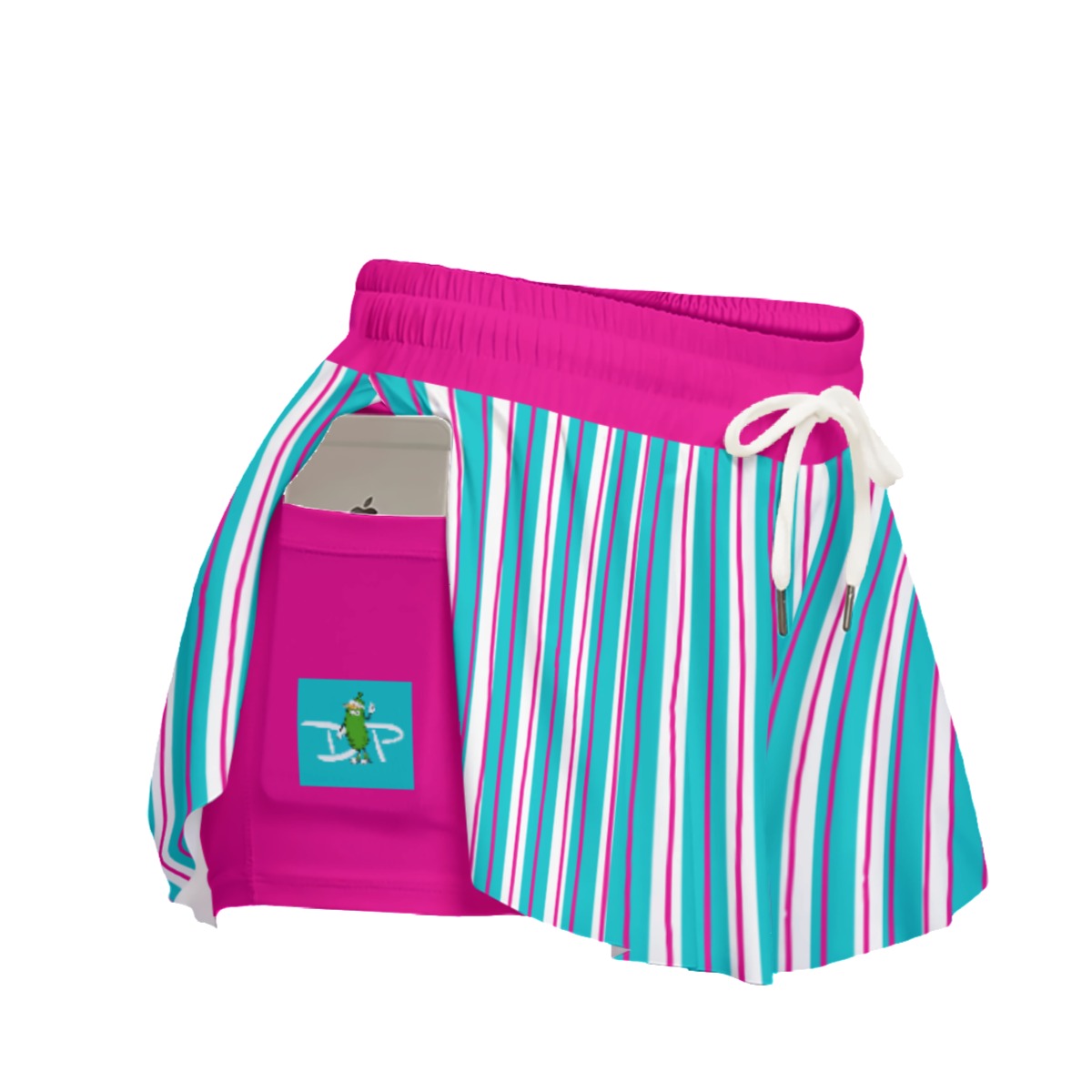 Dizzy Pickle I Love Pickleball Stripes Women's Sport Culottes Skorts with Inner Shorts and Pockets