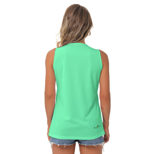 Dizzy Pickle Emily Aqua/Pink Women's Pickleball Sleeveless V-Neck Top