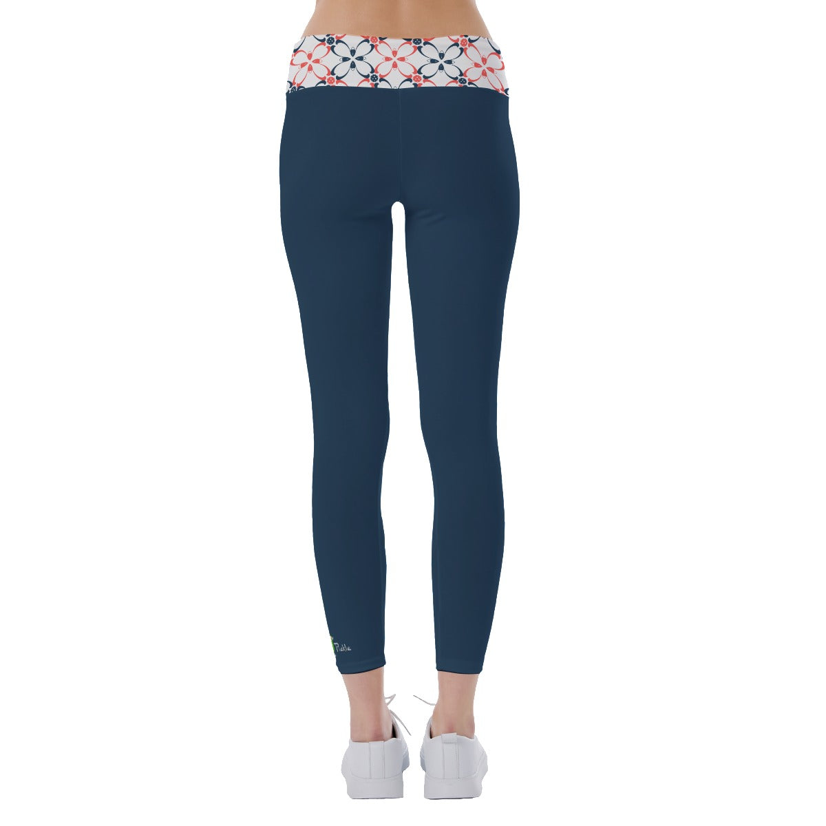 Van - Navy Blue/White Petals - Women's Pickleball Leggings by Dizzy Pickle