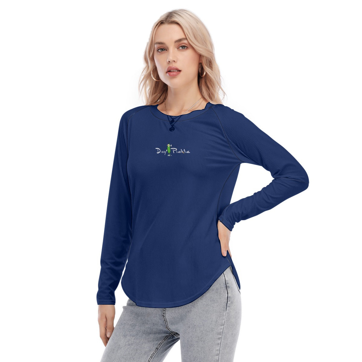 Dizzy Pickle DZY P Classic Blue Women's Long Sleeve U-Shape Hem T-Shirt