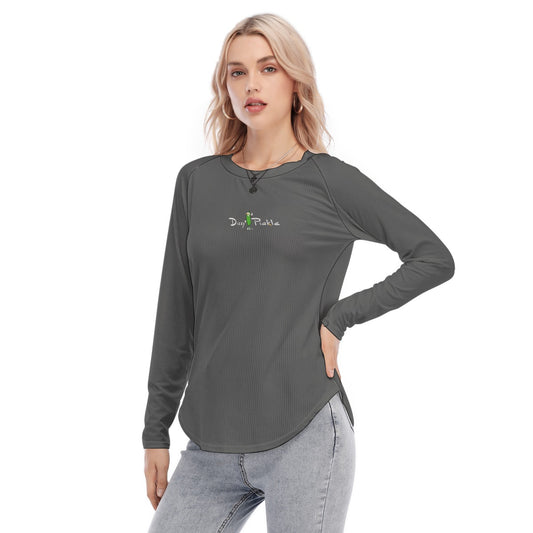 Dizzy Pickle DZY P Classic Gray Women's Long Sleeve U-Shape Hem T-Shirt