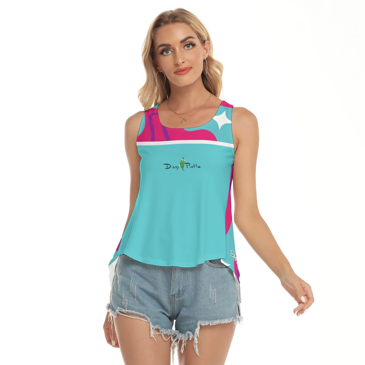 Dizzy Pickle Jenny Sparkle Women's Pickleball Open-Backed Sleeveless Tank Top