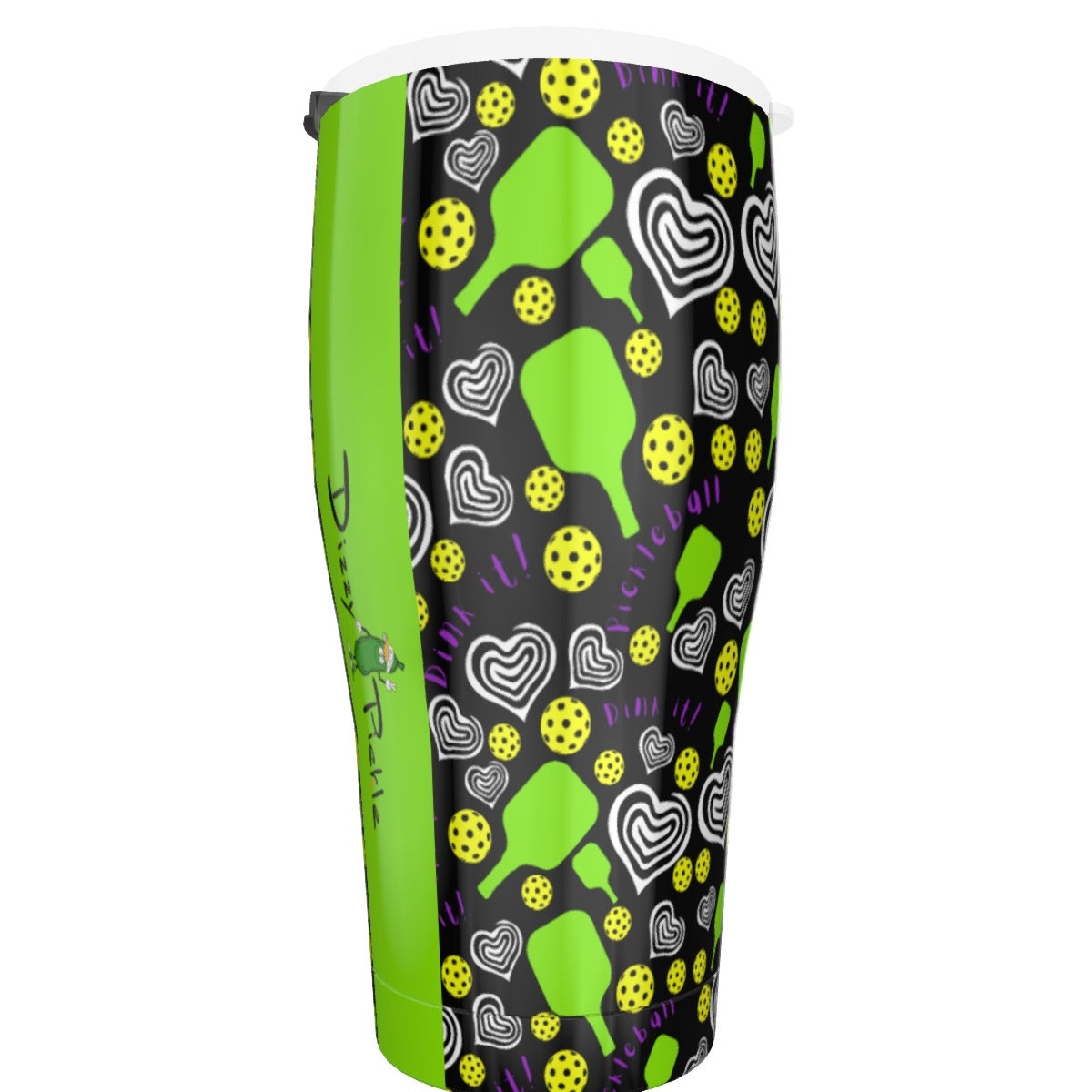 Dizzy Pickle Dinking Diva Hearts BG Cone Tumbler 30oz