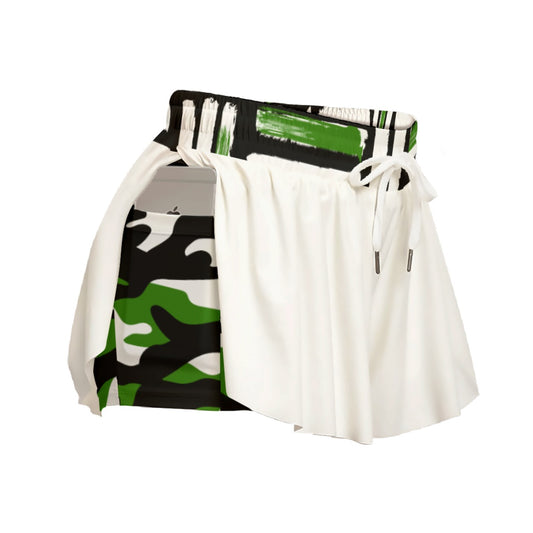 Dizzy Pickle Kati Solid Women's Sport Culottes Skorts with Inner Shorts and Pockets White