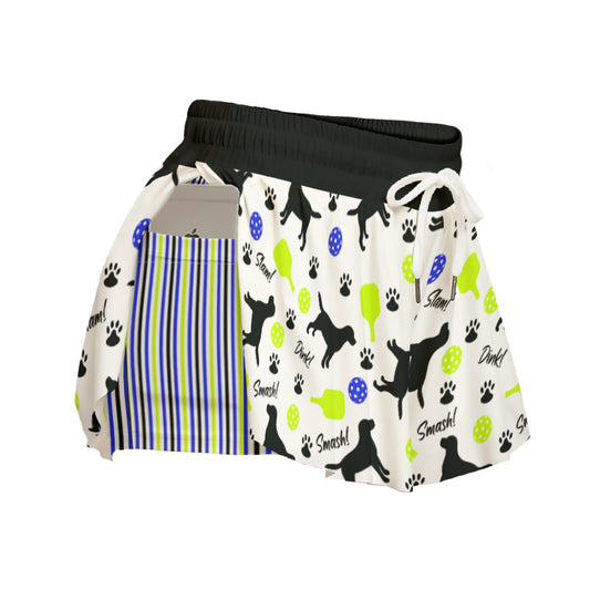 Dizzy Pickle Connie Main Pickleball Women's Sport Culottes Skorts with Inner Shorts and Pockets White