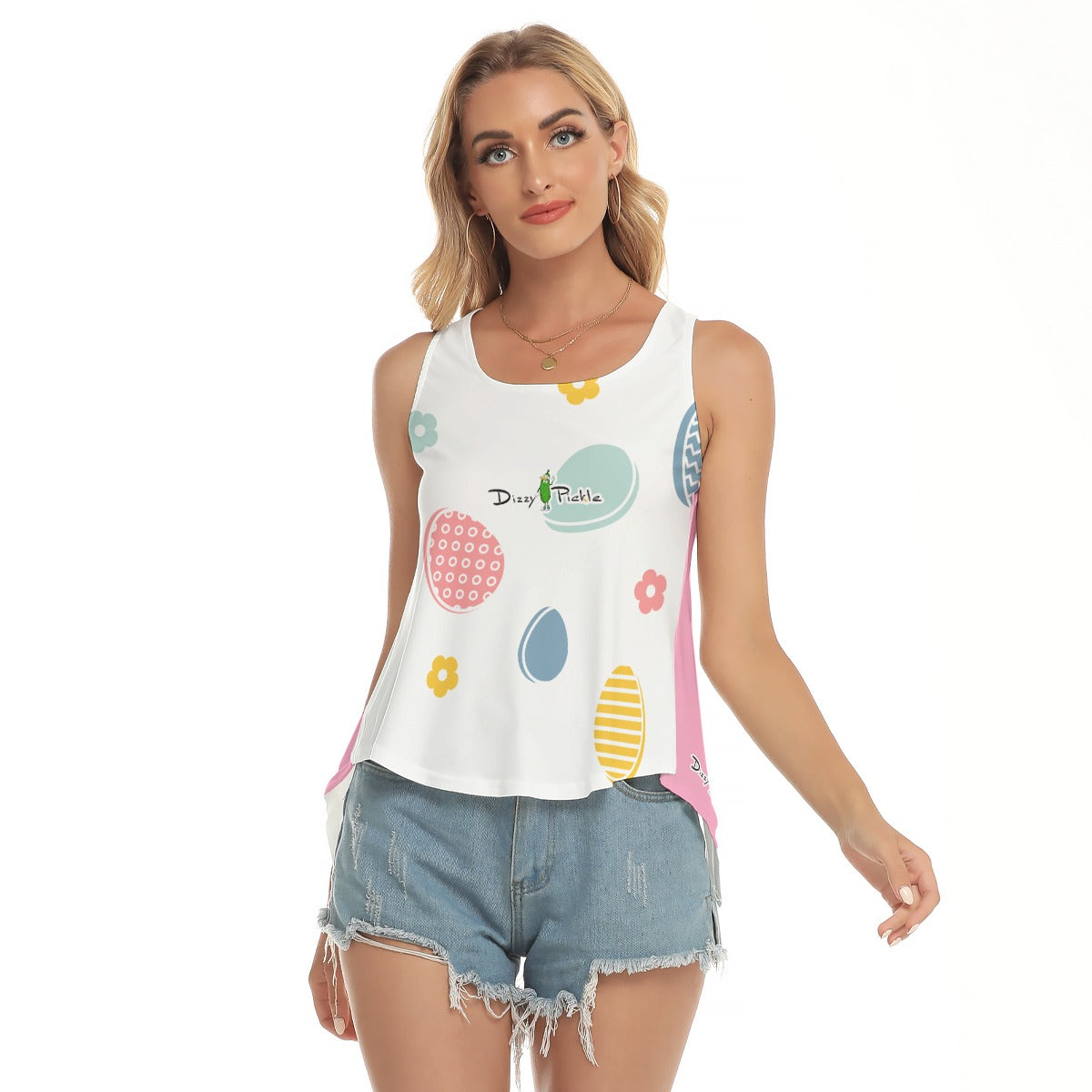 Dizzy Pickle Easter In Bloom Women's Pickleball Open-Backed Sleeveless Tank Top