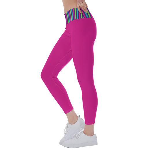 Dizzy Pickle Diana Pink Stripes Women's Pickleball Leggings Mid-Fit