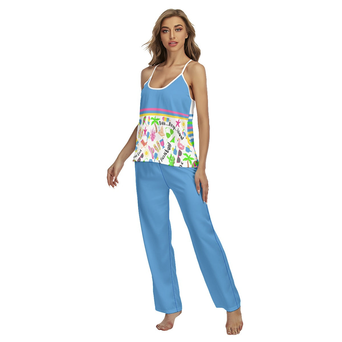 Julie - Blue - Pickleball Cami Pajamas Set by Dizzy Pickle