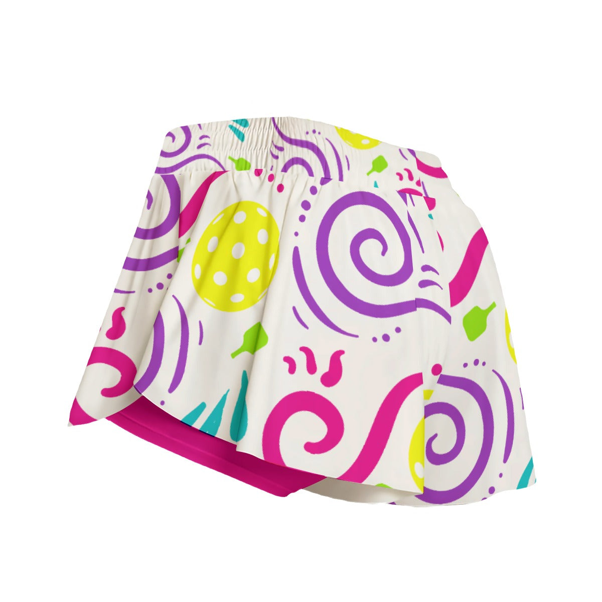 Dizzy Pickle It's Swell Women's Sport Culottes Skorts with Inner Shorts and Pockets White Hot Pink