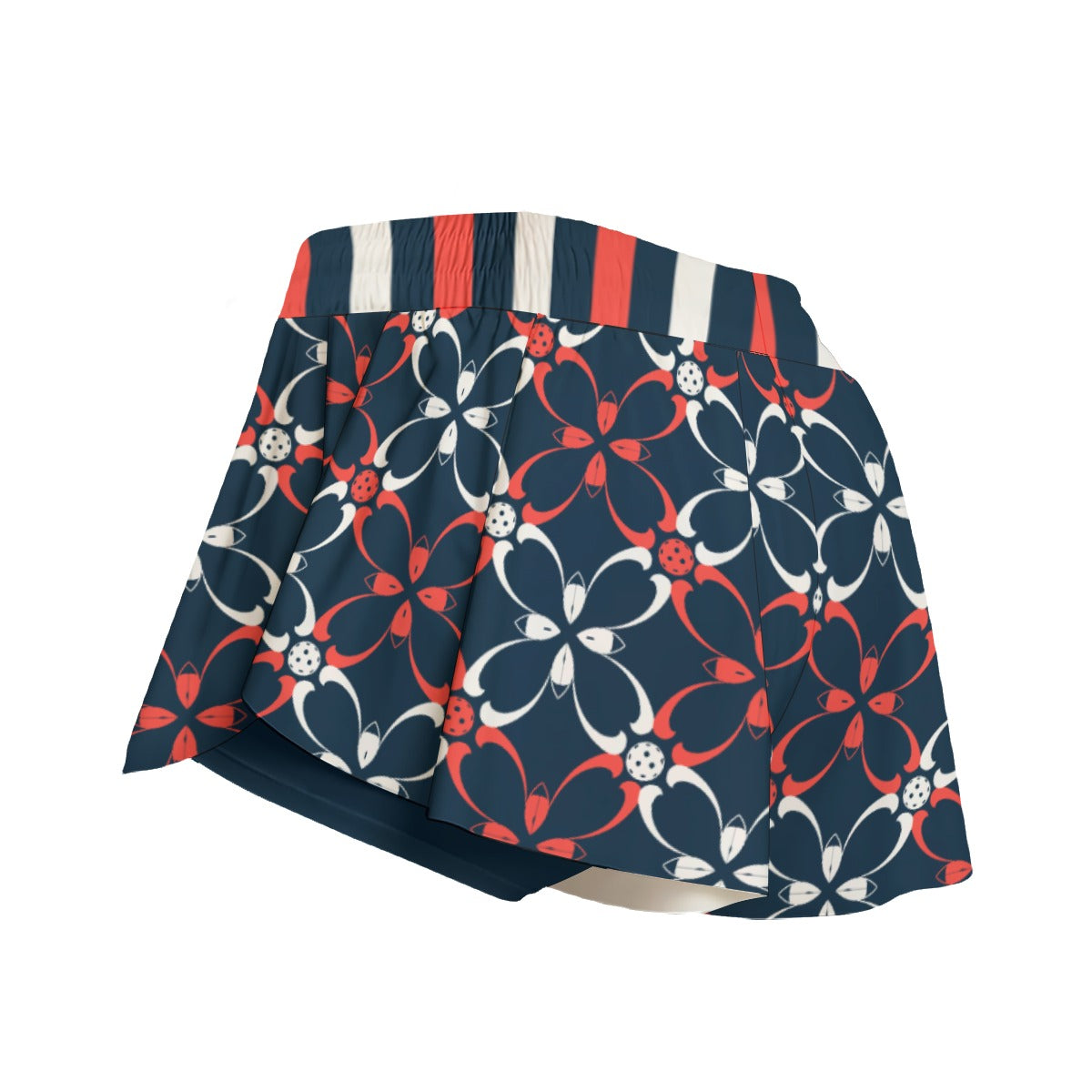 Van - Navy Blue - Petals - Pickleball Women's Sport Culottes with Pockets by Dizzy Pickle