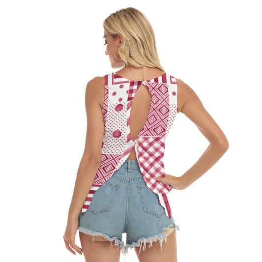 Heidi - RW - Red/Patches - Pickleball Open-Backed Tank Top by Dizzy Pickle