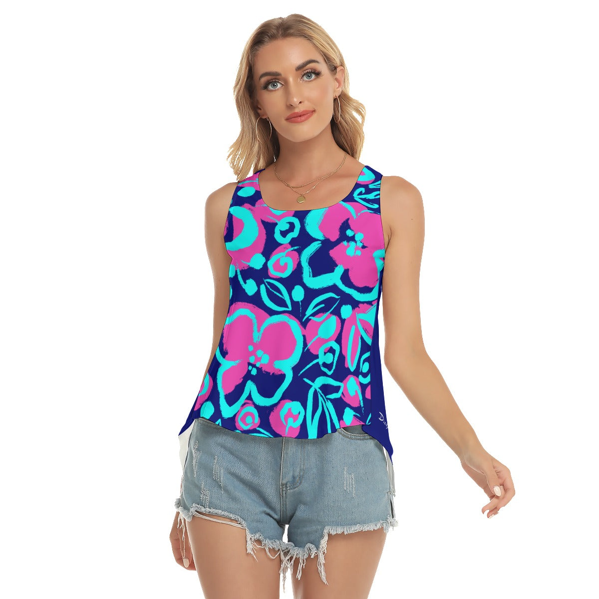 Dizzy Pickle Lesia BBP Blooms Women's Pickleball Open-Backed Sleeveless Tank Top