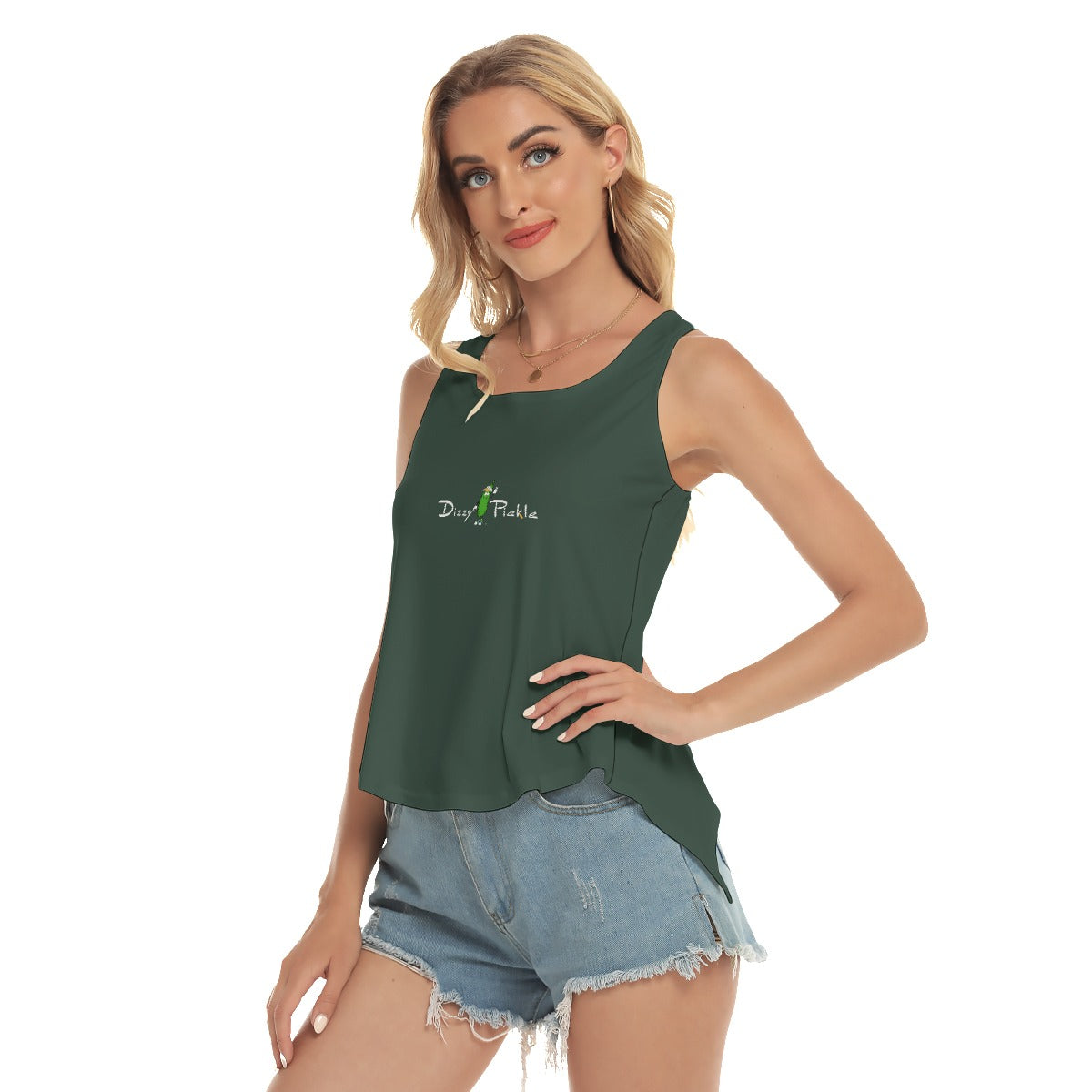 Dizzy Pickle DZY P Classic Evergreen Women's Pickleball Open-Backed Tank Top