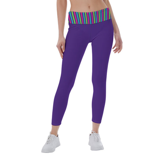 Dizzy Pickle Diana Deep Purple Stripes Women's Pickleball Leggings Mid-Fit