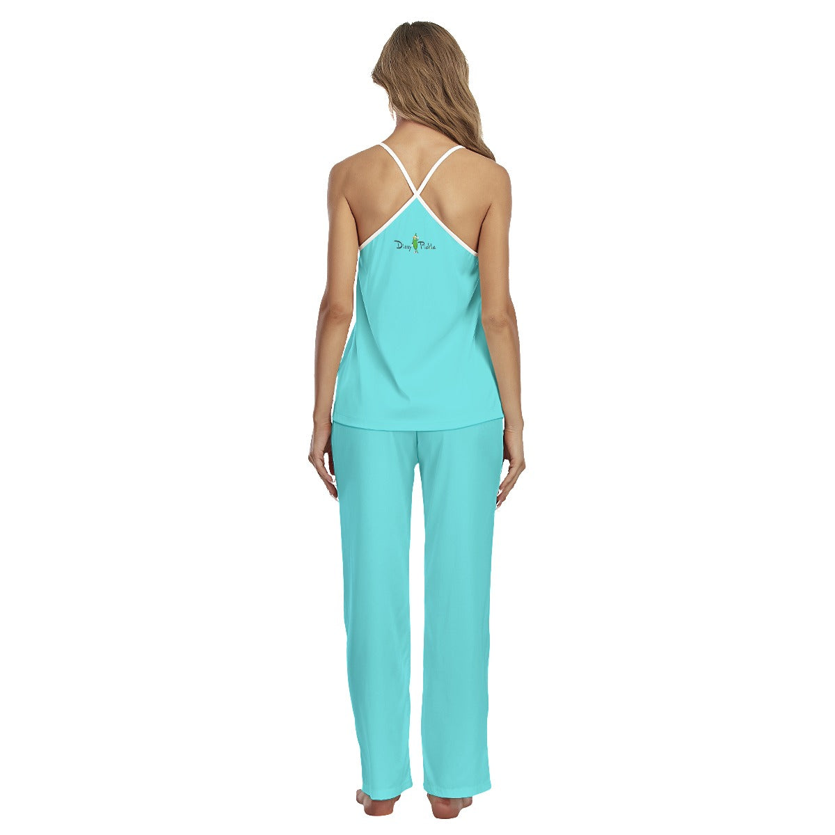 Dizzy Pickle Shelby Women's Pickleball Sleeveless Cami Pajamas Set White Teal