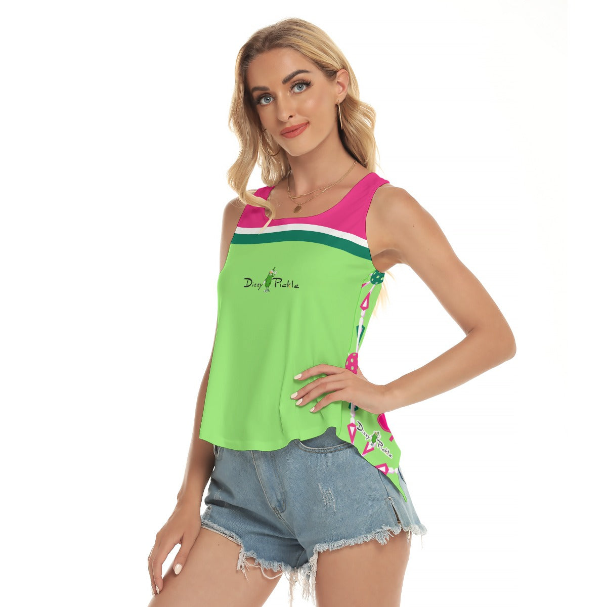 Dizzy Pickle Penny PG Lime Green Paddles Women's Pickleball Open-Backed Sleeveless Tank Top