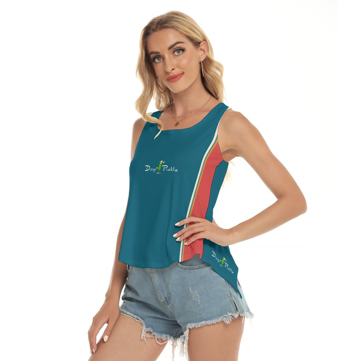 Dizzy Pickle April Dark Turquoise Women's Pickleball Open-Backed Sleeveless Tank Top