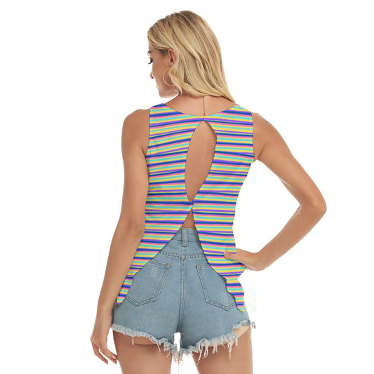 Dizzy Pickle Donna Blue Stripes Women's Pickleball Open-Backed Sleeveless Tank Top