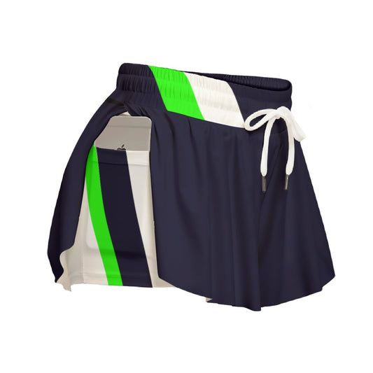 Lisa - Navy Blue - Striped -  Pickleball Women's Sport Culottes With Pockets by Dizzy Pickle