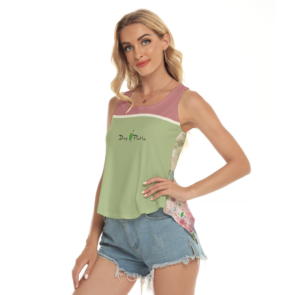 Dizzy Pickle Springtime in Augusta Limited Edition Sage Women's Open-Backed Sleeveless Tank Top