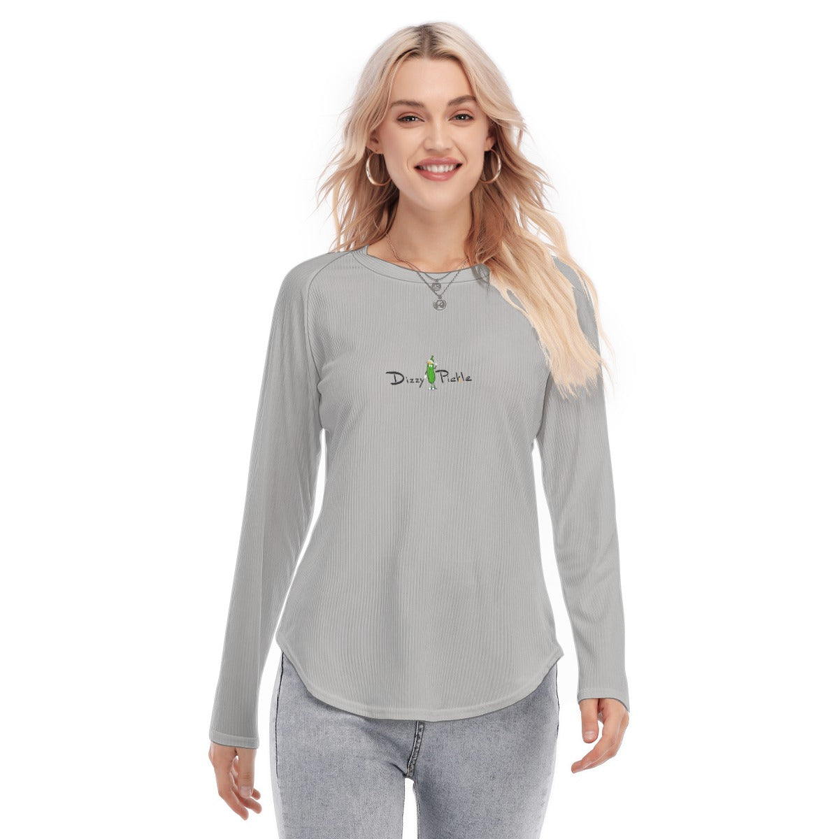 Dizzy Pickle DZY P Classic Silver Women's Long Sleeve U-Shape Hem T-Shirt